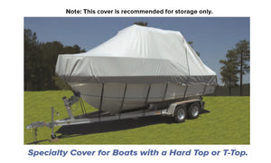CARVER 90025P-10 - DEHT COVER 24'7" - 25'6" O/B PERFORMANCE POLY-GUARD® (HAZE GRAY) STYLE TO FIT 25' OUTRAGE,  25' CONQUEST, ROBALO R242/244 CENTER CONSOLES WITH T-TOP and Center Console/Cuddy Fishing Boats 25' with T-Top