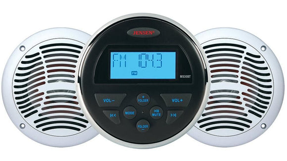 JEN-CPM150 Jensen CPM 150 Stereo Package - AM/FM, USB, Bluetooth 160 Watt Stereo System with 2 - 6.5” Dual Cone Speakers